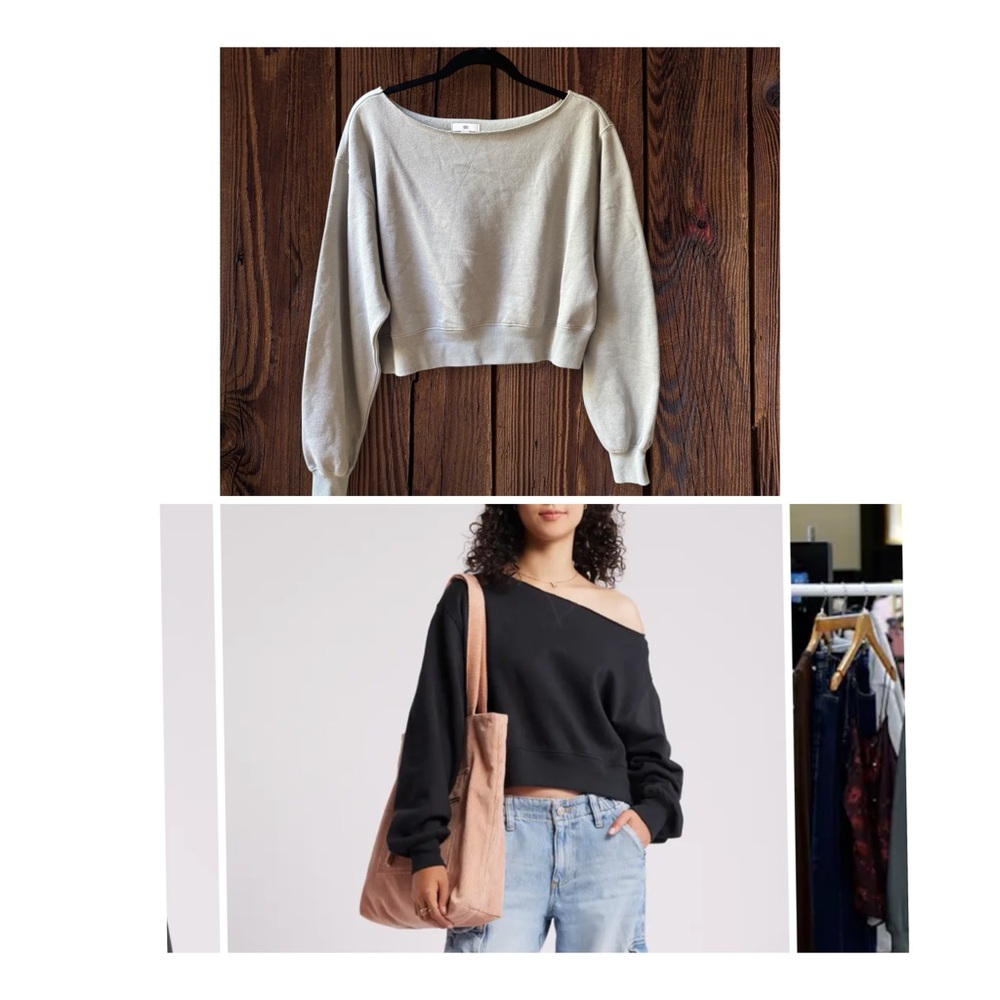 BP Off-the-Shoulder Sweater Fleece Sweater, Small